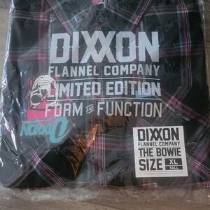 DIXXON THE BOWIE Limited Edition Black and Pink Plaid Flannel Shirt BRAND NEW